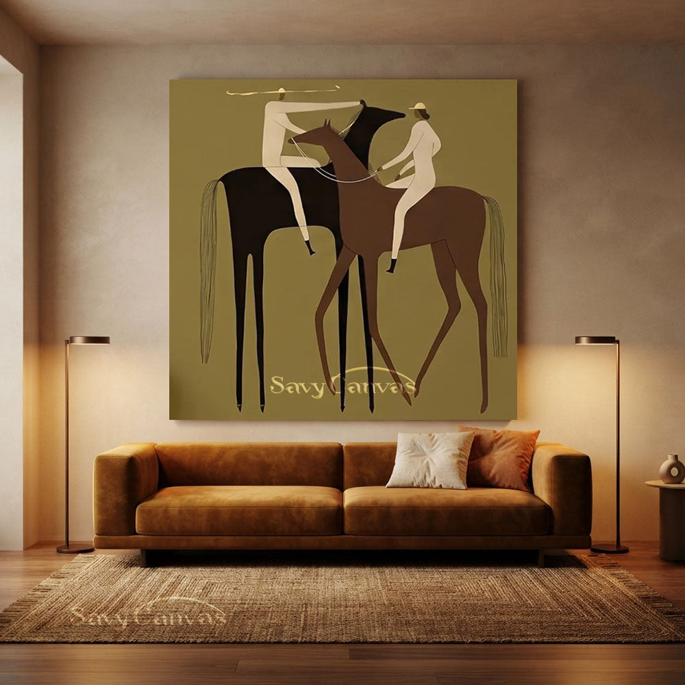 Modern Abstract Two Riders Horse Oil Painting #ZC 005