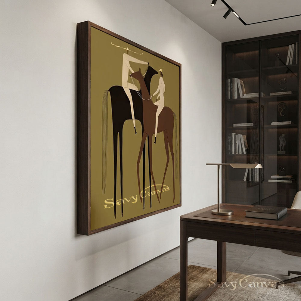 Modern Abstract Two Riders Horse Oil Painting #ZC 005