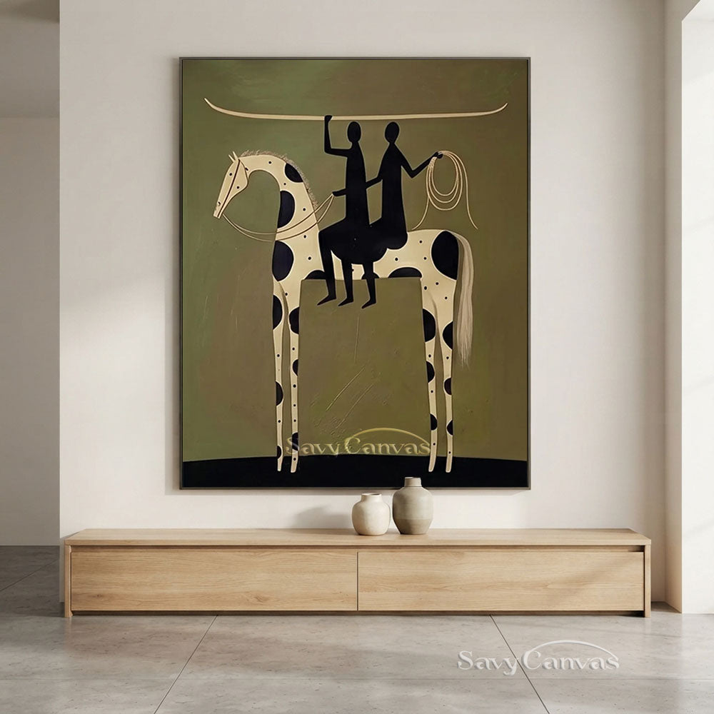 Modernist Spotted Horse Surf Riders Oil Painting #SS 216