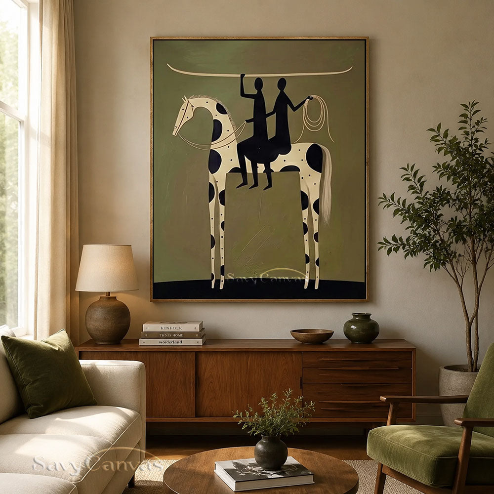 Modernist Spotted Horse Surf Riders Oil Painting #SS 216