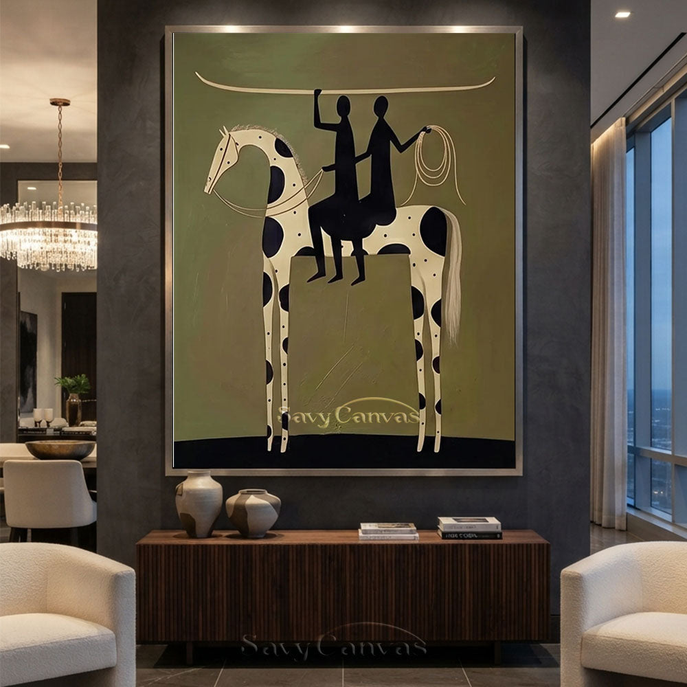 Modernist Spotted Horse Surf Riders Oil Painting #SS 216