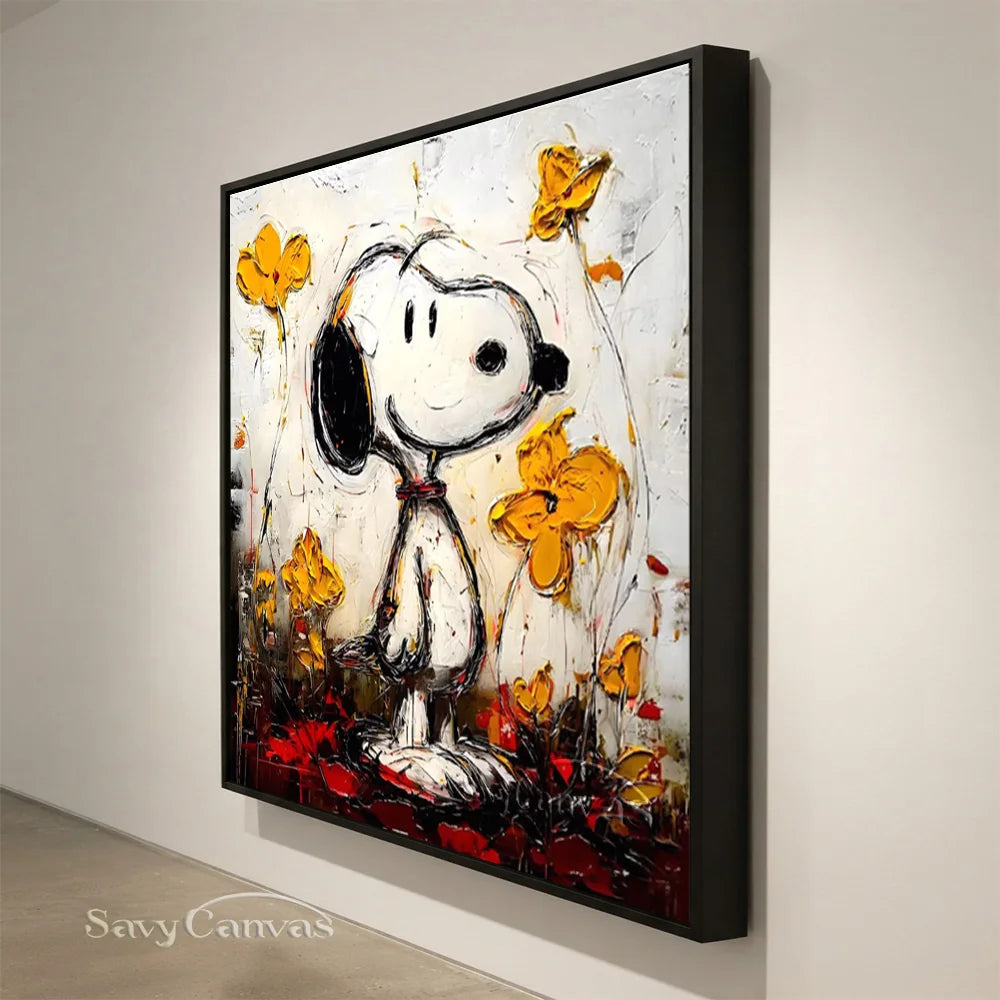 Pop Art Snoopy Floral Hand-painted Canvas #SS 273