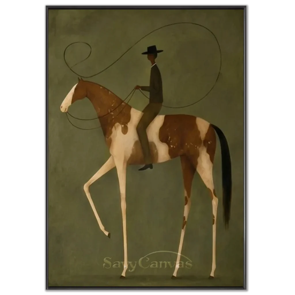 Handmade Surreal Equestrian Oil Painting, Olive Art #SS 336