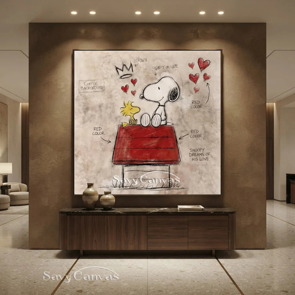 Pop Art Snoopy Red Roof Hand-painted Canvas #SS 271