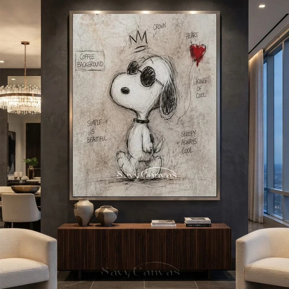 Pop Art Cool Snoopy Hand-painted Canvas #SS 264