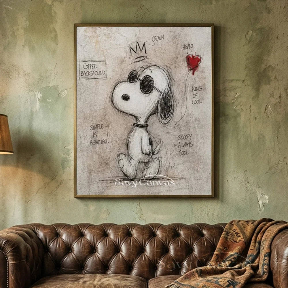 Pop Art Cool Snoopy Hand-painted Canvas #SS 264