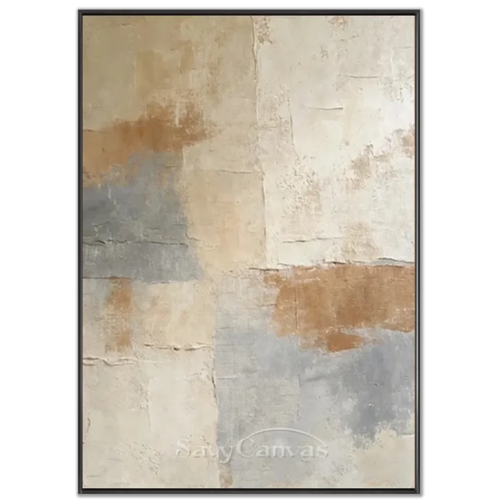 Handpainted Textured Beige & Grey Wabi Sabi Abstract Oil Painting #ZC 52