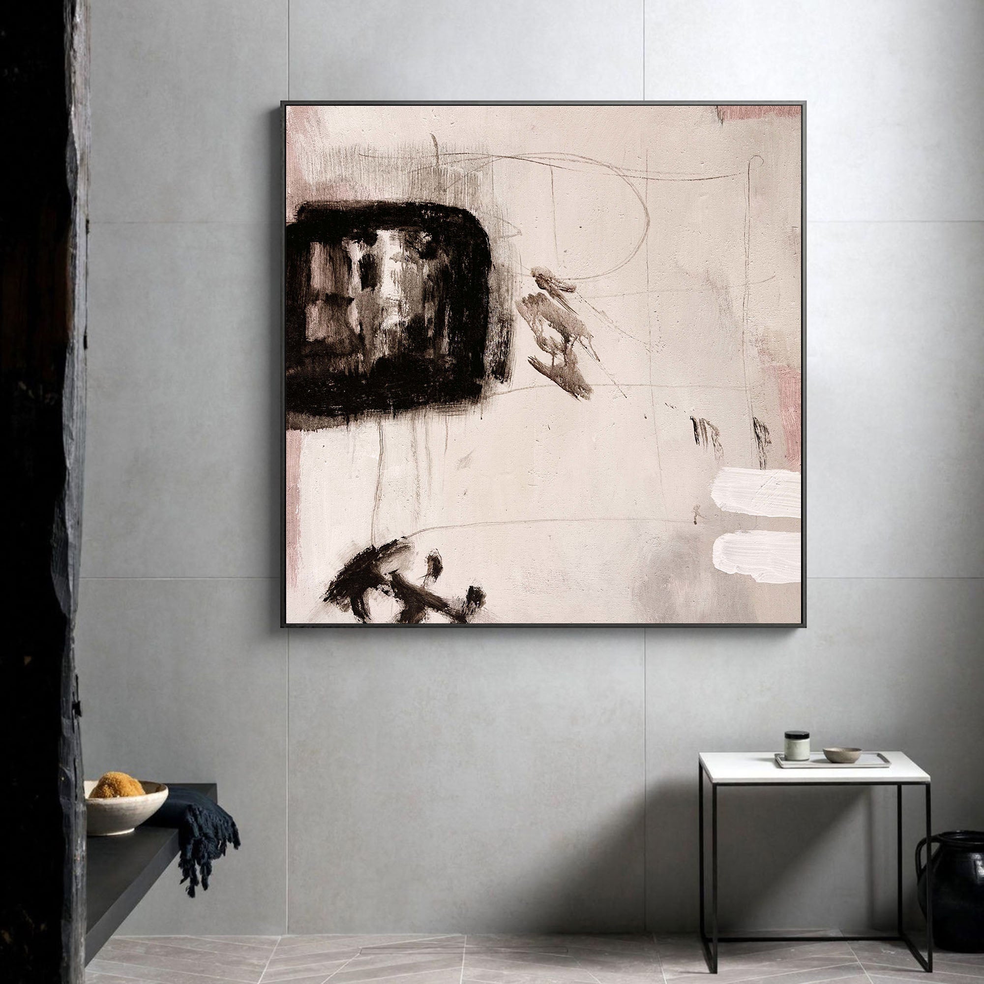 Japandi Style Square Wall Art | Wabi-sabi Textured Canvas Print