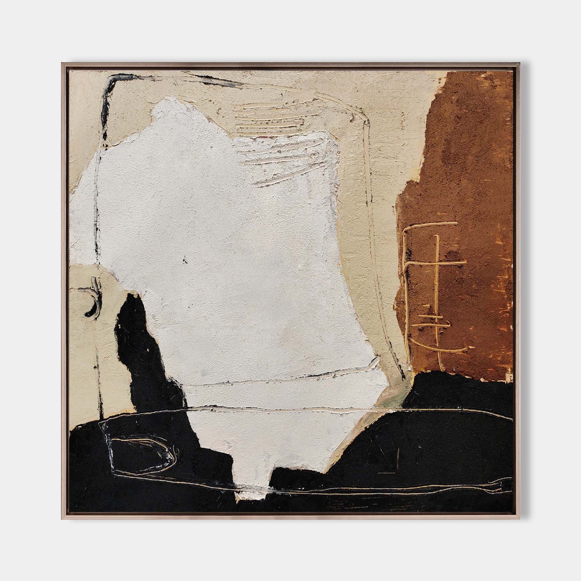 Earth Tone Abstract Canvas Wall Art | Warm Brown & Beige Painting #AA 425