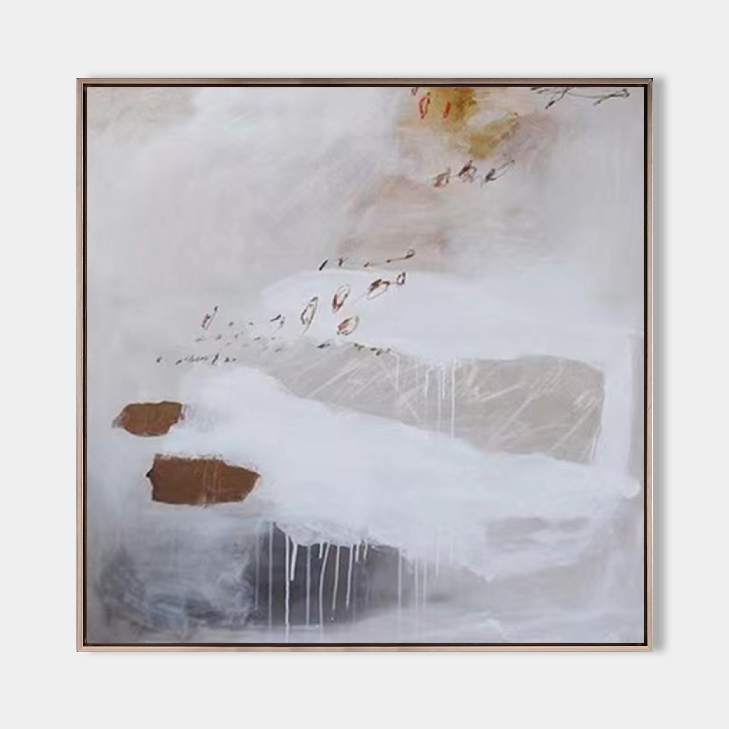 White, Beige & Rust Abstract Canvas | Modern Neutral Wall Art #AA 419