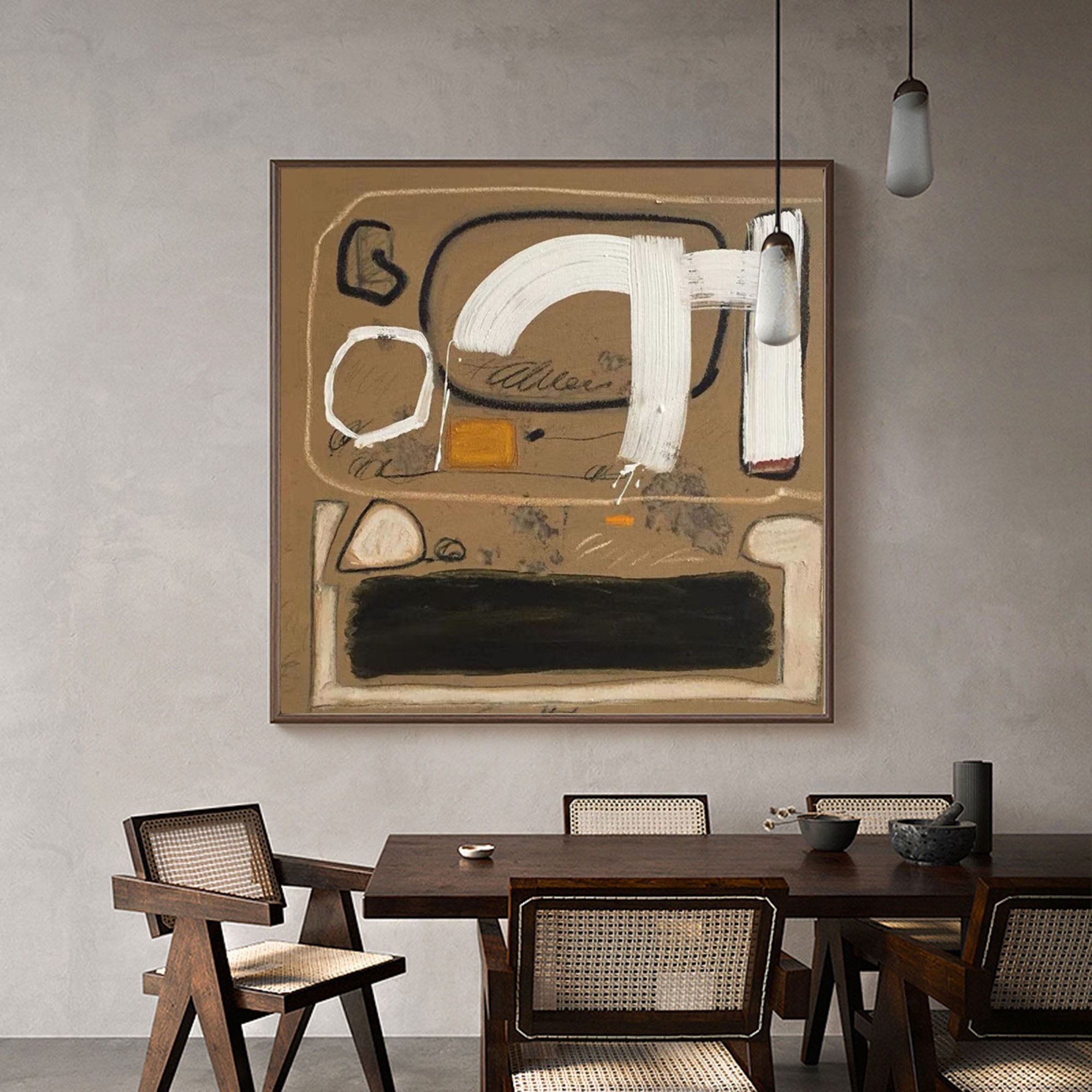 Earth Tone Abstract Canvas Wall Art | Warm Brown & Beige Painting #AA 418