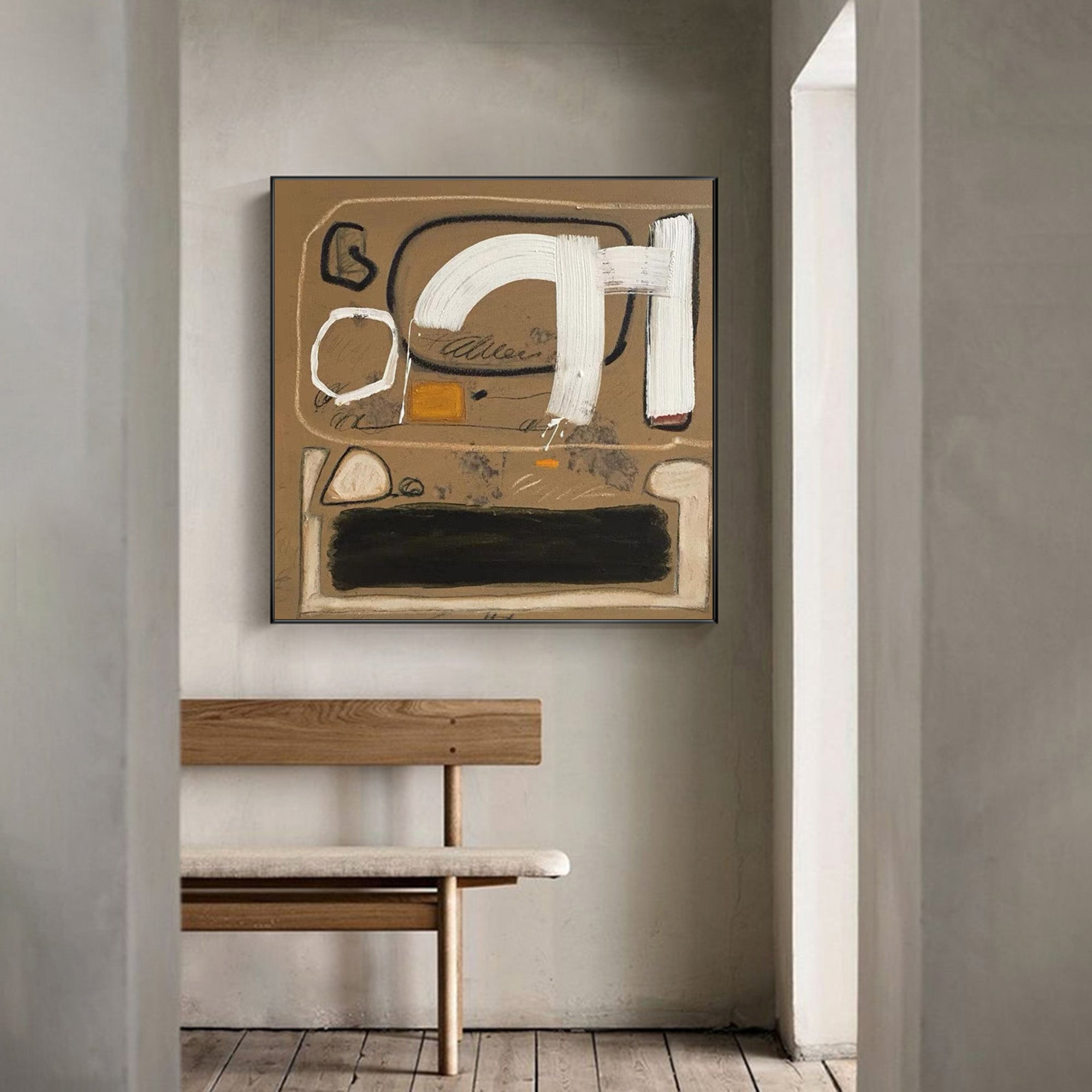 Earth Tone Abstract Canvas Wall Art | Warm Brown & Beige Painting #AA 418