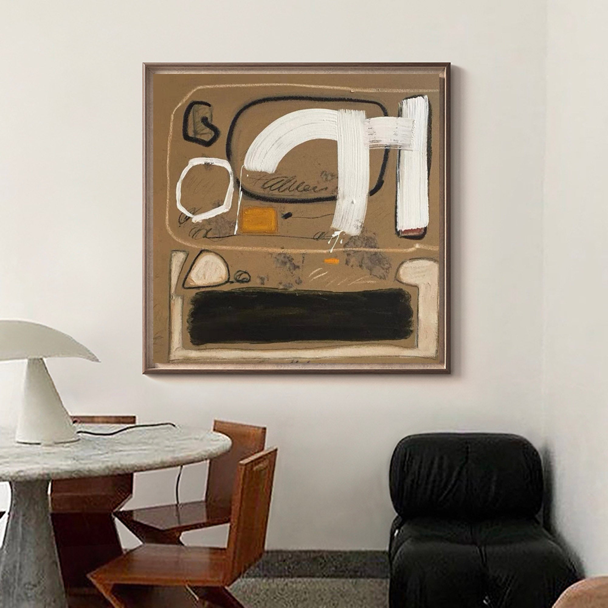 Earth Tone Abstract Canvas Wall Art | Warm Brown & Beige Painting #AA 418