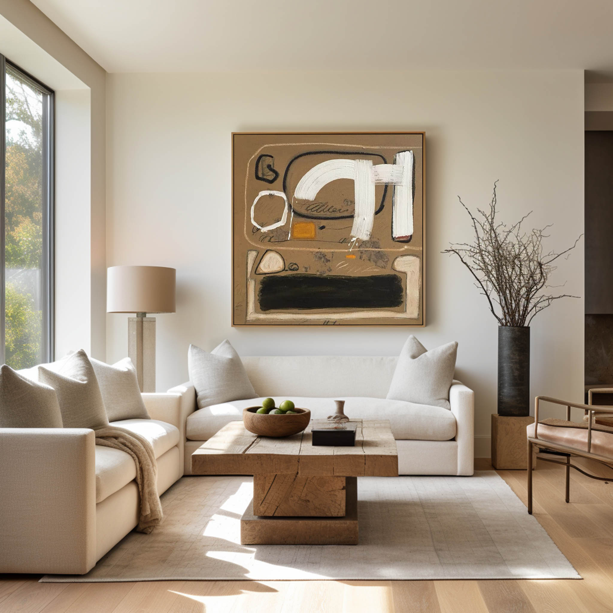 Earth Tone Abstract Canvas Wall Art | Warm Brown & Beige Painting #AA 418