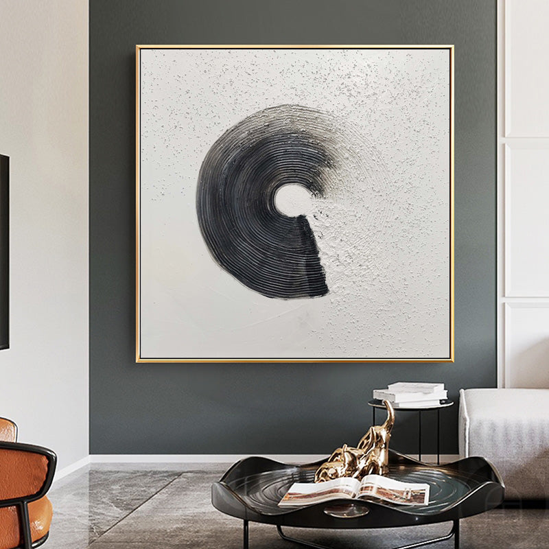3D Textured Plaster Effect Wall Art | Abstract Black Relief