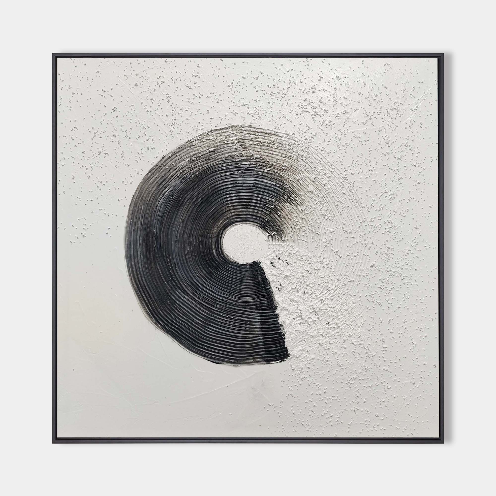 Minimalist Black and White Circle Wall Art | Textured Canvas #AA 405