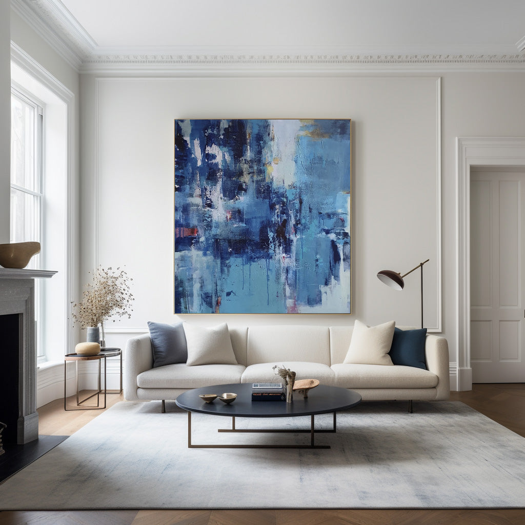 Contemporary Abstract Expressionist Painting | Blue Texture Art #AA 392