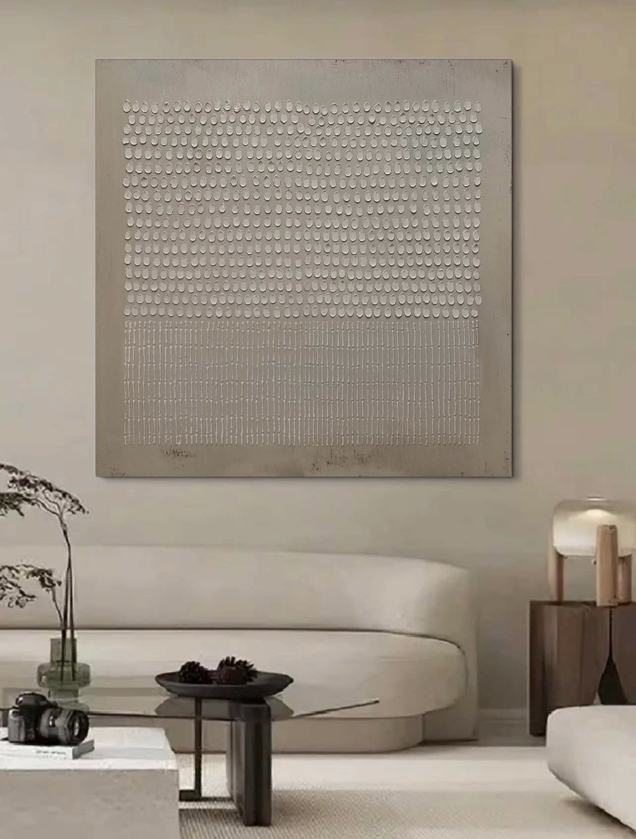 Minimalist Beige Monochromatic Wall Art | Neutral Texture Canvas #AA 424