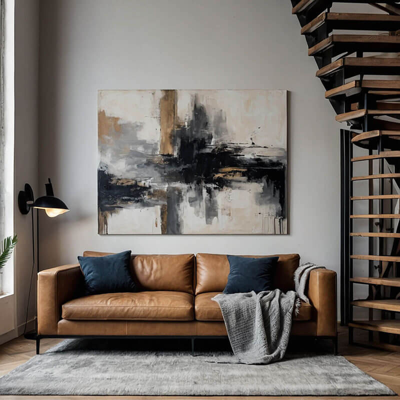 Industrial Style Wall Art | Large Abstract Canvas Print #JJ 442