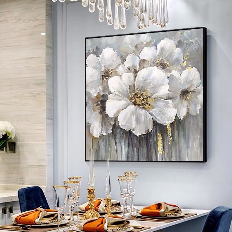 Large White Abstract Floral Wall Art Decor #ZZ 238