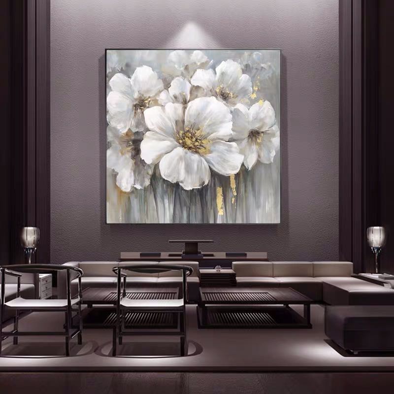 Large White Abstract Floral Wall Art Decor #ZZ 238