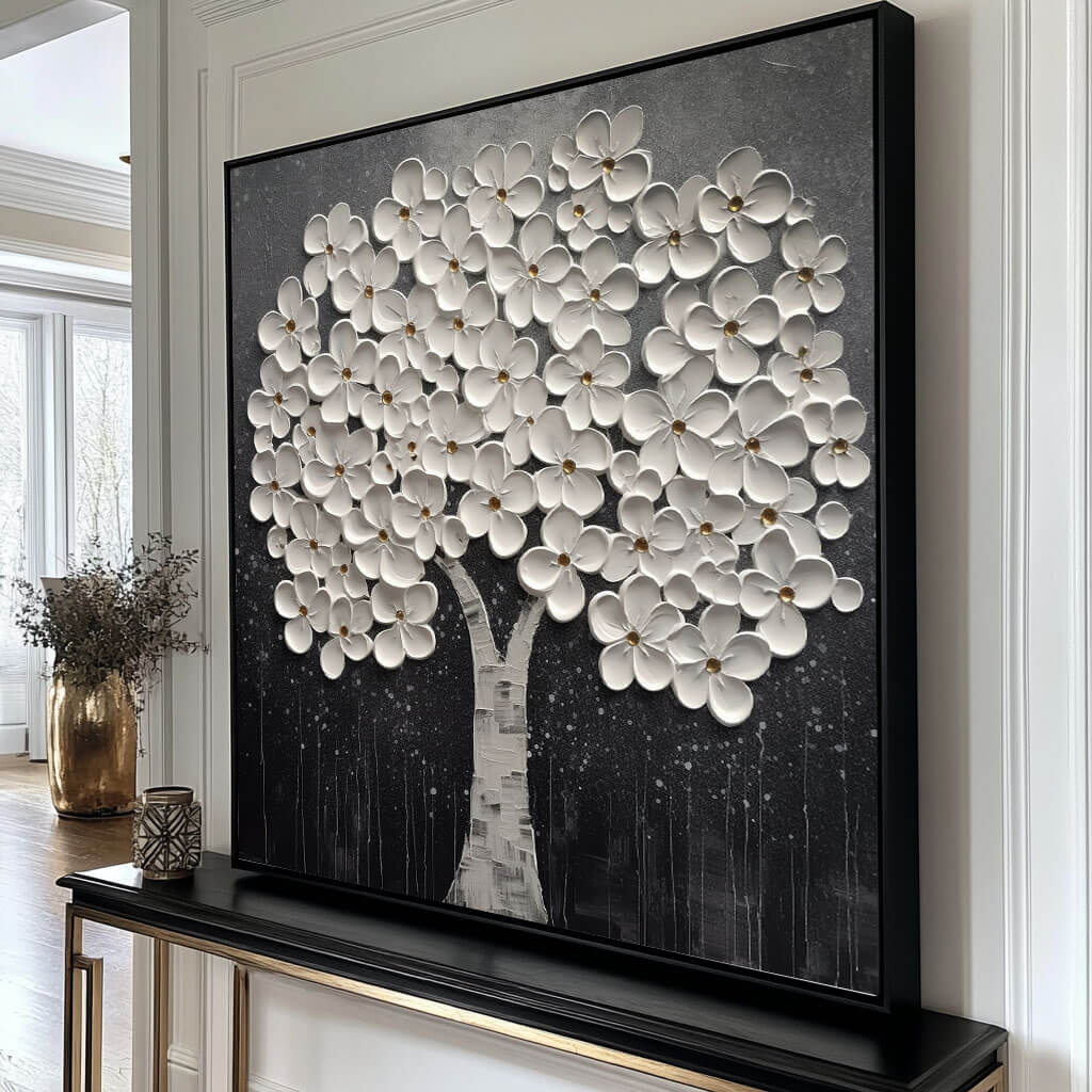 Luxury Statement Wall Art | 3D White Tree of Life Canvas #AA 029