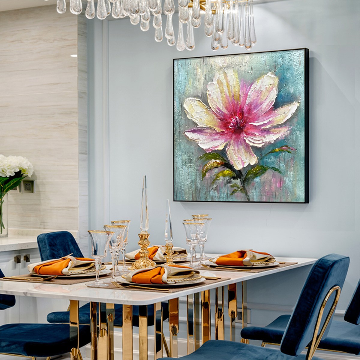 Modern Impressionist Flower Art | Pink Blossom Painting #AA 128