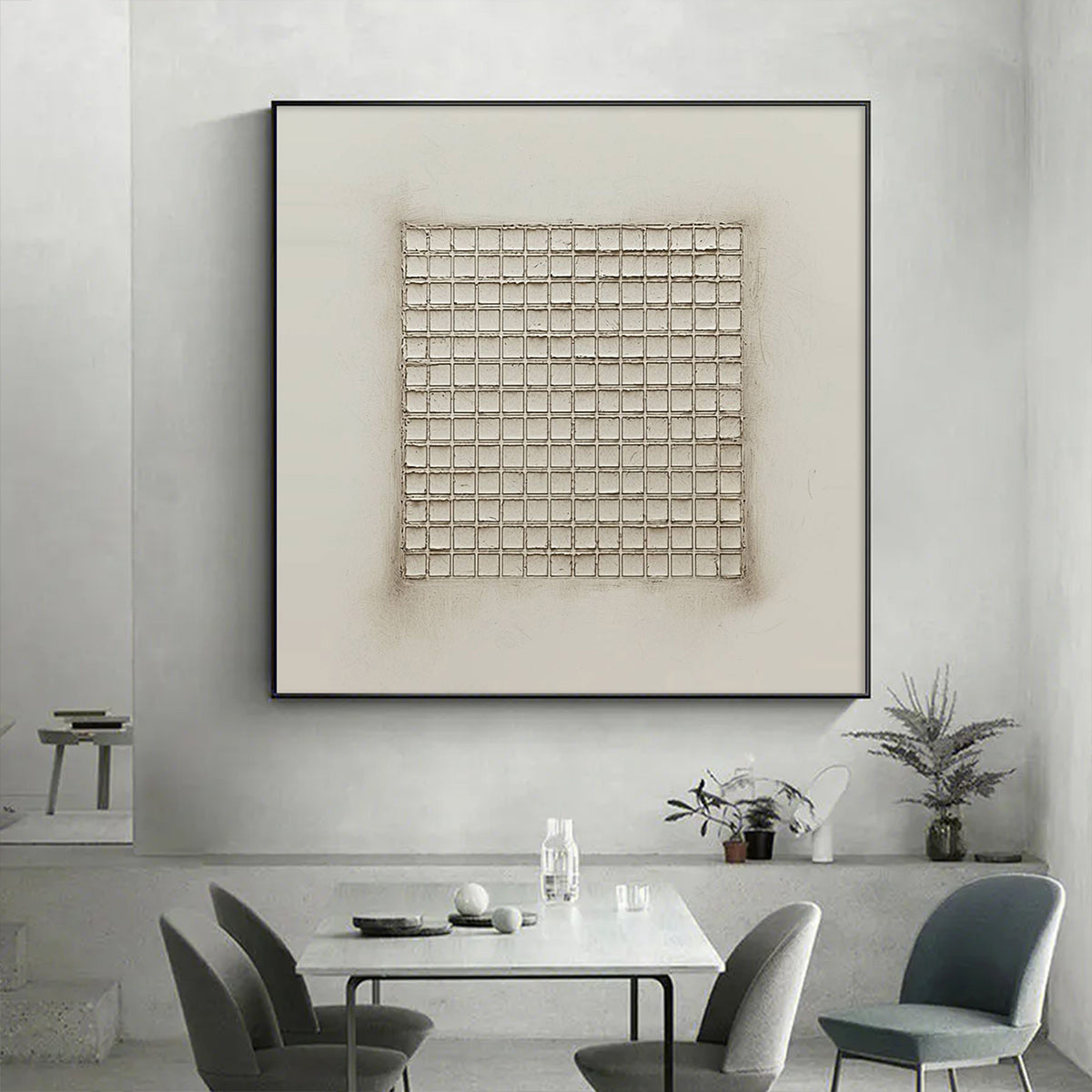 Wabi Sabi Wall Art | Textured Neutral Grid Painting #AA 131