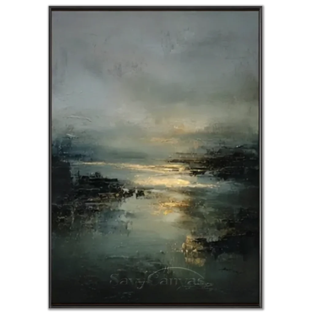 Handpainted Impressionist Ocean & Sky Gold Horizon Oil Painting #ZC 54