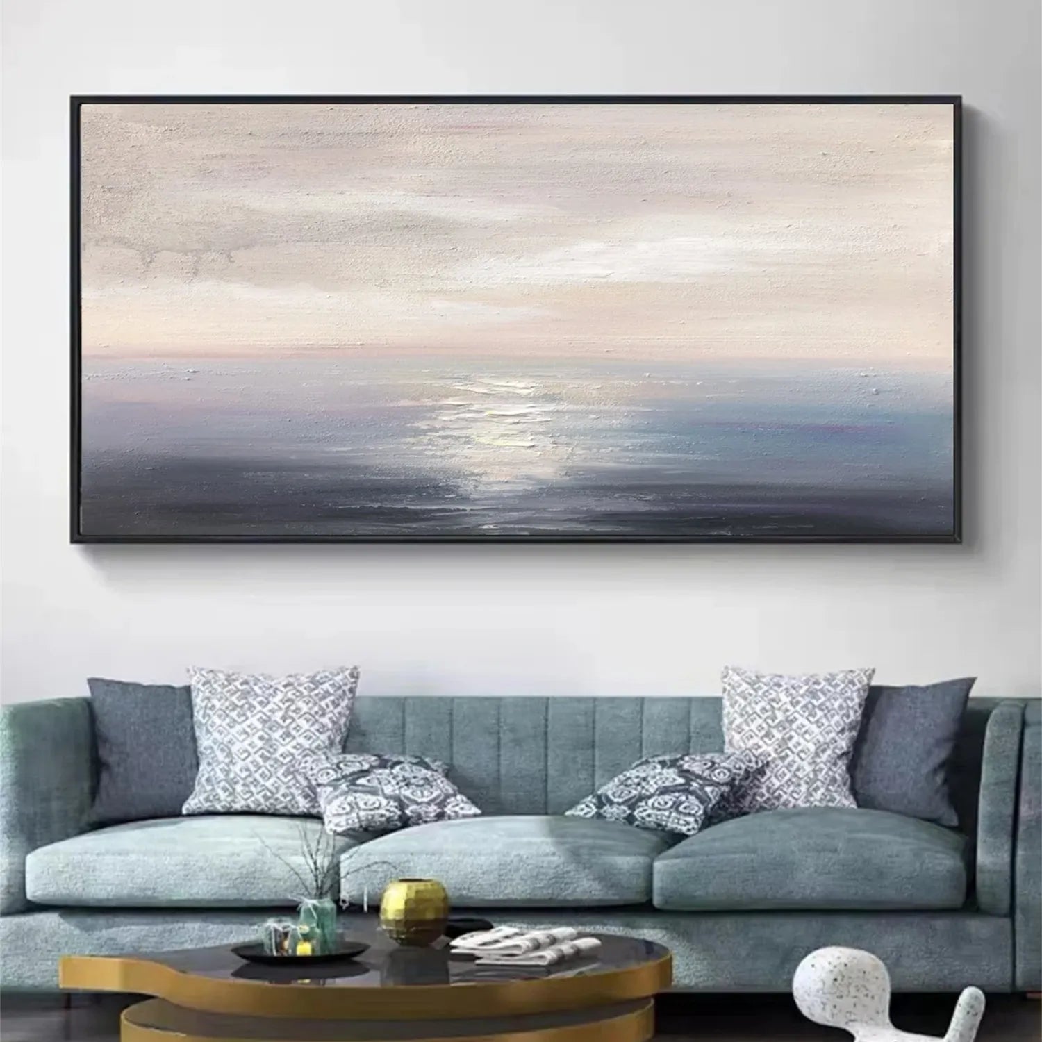 Calm Seascape Abstract - Soft Color Oil Painting #JJ 107