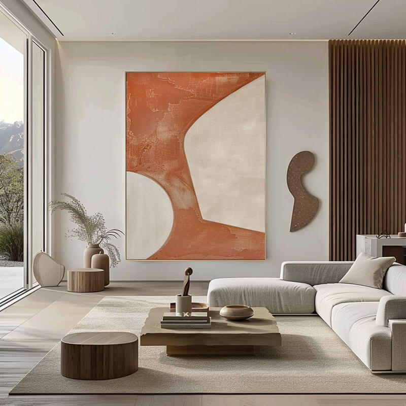 Rust and Beige Abstract Canvas Art | Warm Earth Tone Wall Decor #AA 414