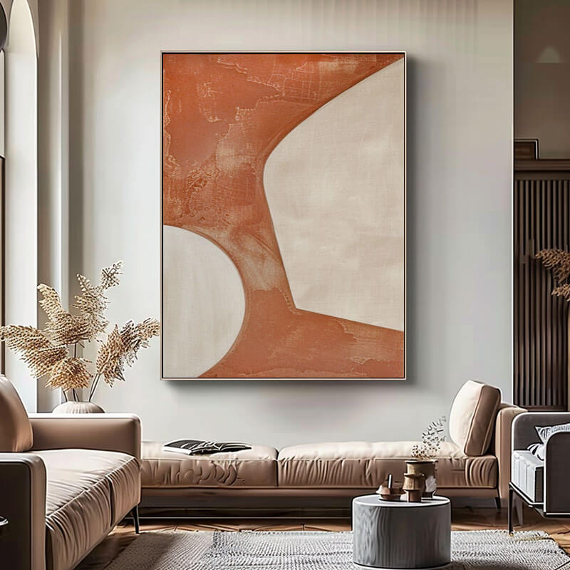 Rust and Beige Abstract Canvas Art | Warm Earth Tone Wall Decor #AA 414