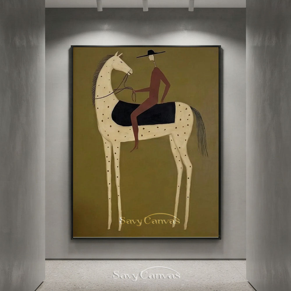Abstract Modernist Horse Rider Textured Oil Painting #SS 221