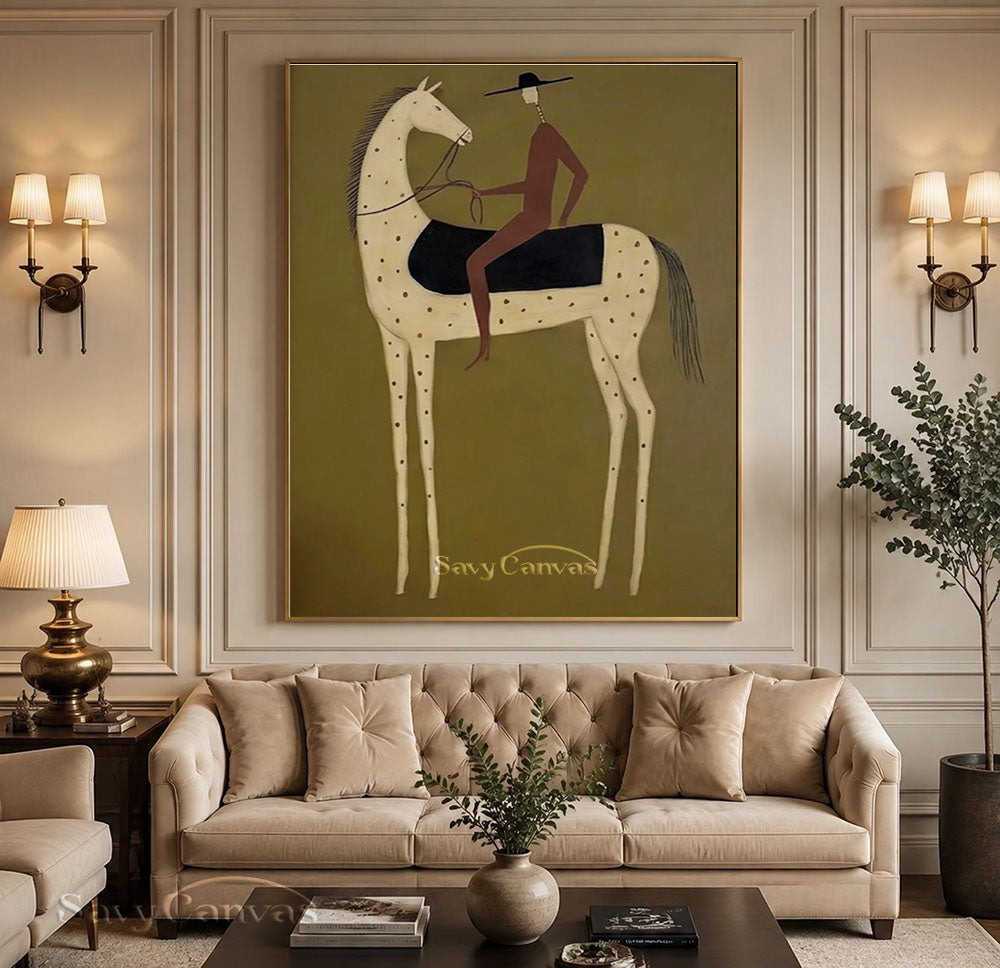 Abstract Modernist Horse Rider Textured Oil Painting #SS 221