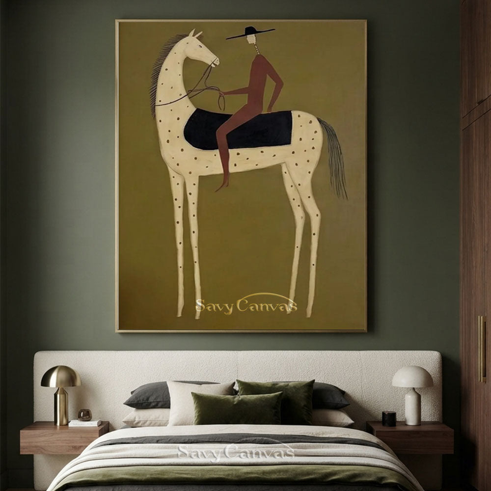Abstract Modernist Horse Rider Textured Oil Painting #SS 221