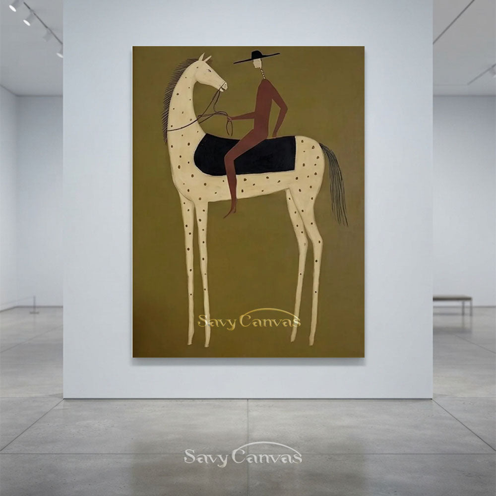 Abstract Modernist Horse Rider Textured Oil Painting #SS 221