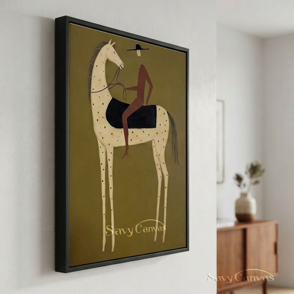 Abstract Modernist Horse Rider Textured Oil Painting #SS 221