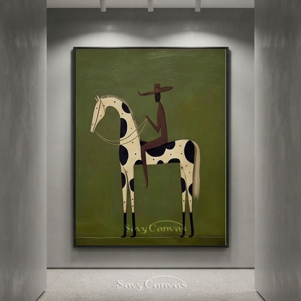 Abstract Horse Rider Textured Oil Painting #SS 222