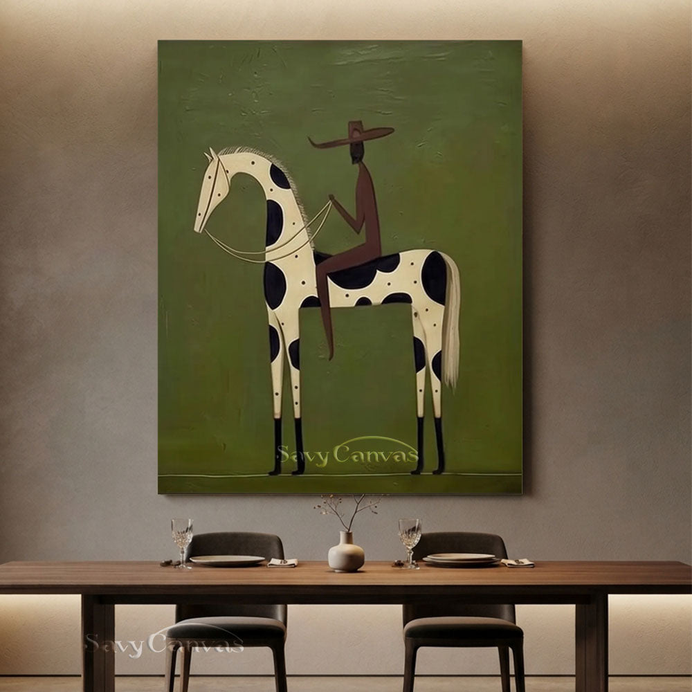 Abstract Horse Rider Textured Oil Painting #SS 222