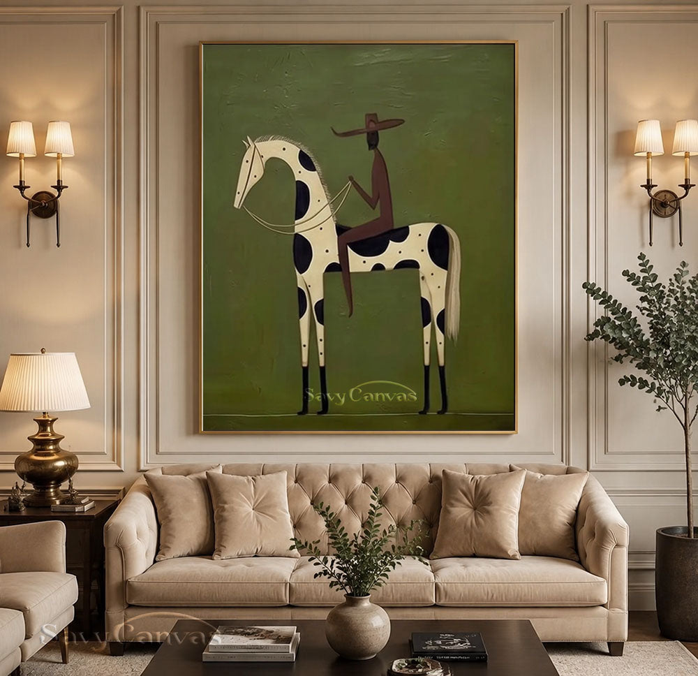 Abstract Horse Rider Textured Oil Painting #SS 222