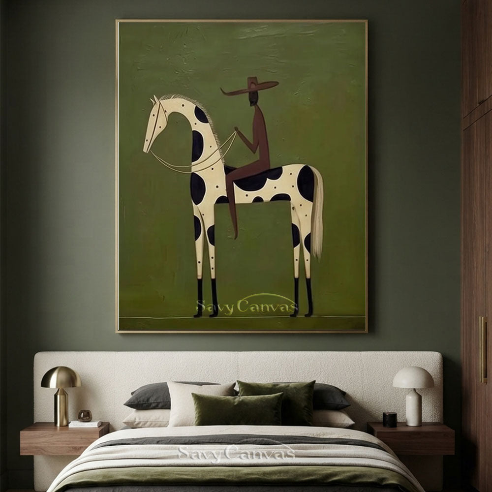 Abstract Horse Rider Textured Oil Painting #SS 222