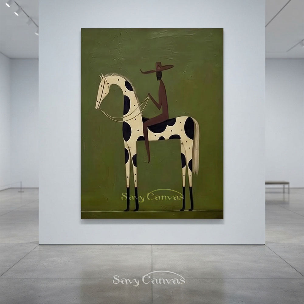 Abstract Horse Rider Textured Oil Painting #SS 222