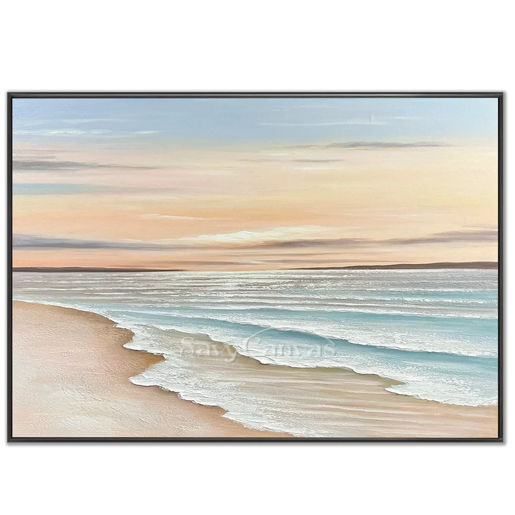 Oversized Coastal Artwork | Modern Beach Painting Above Couch #ZZ 057