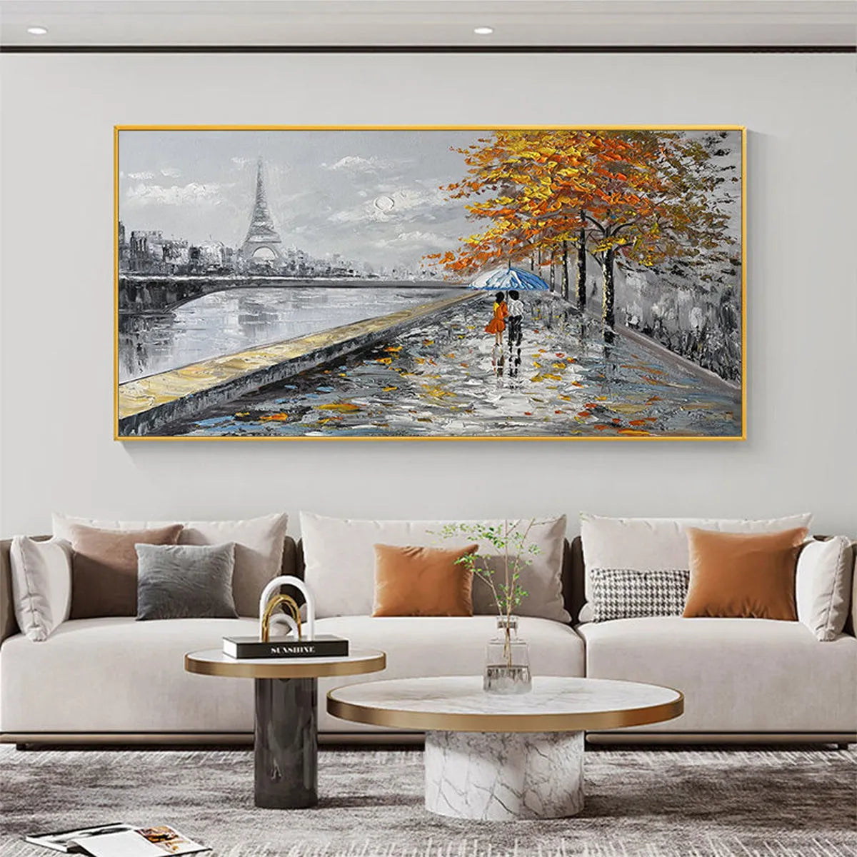 Paris Painting Couple with Umbrella | Eiffel Tower Wall Art #AA 084
