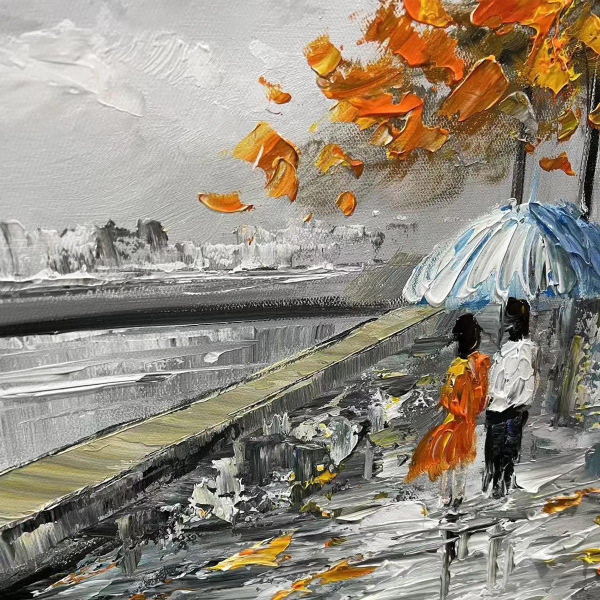 Paris Painting Couple with Umbrella | Eiffel Tower Wall Art #AA 084