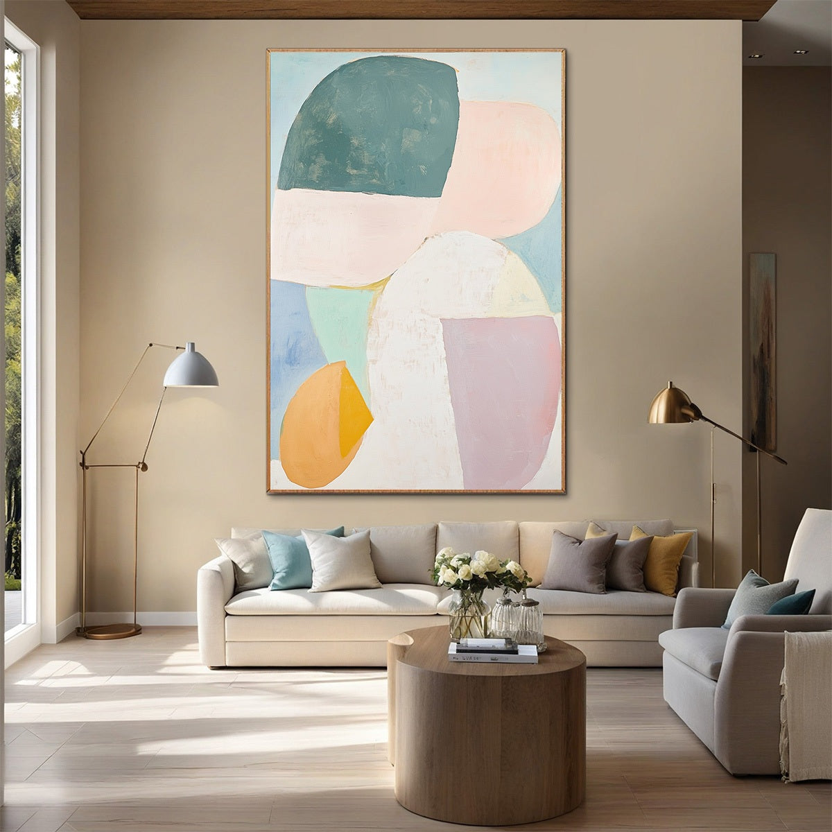 Playful Yet Sophisticated Art | Large Pastel Abstract Canvas