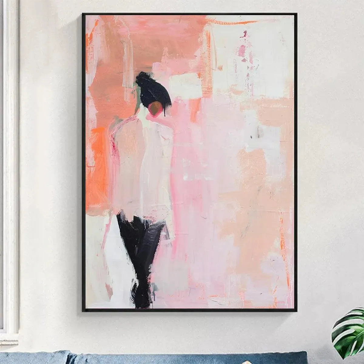 Chic Abstract Woman Art | Modern Pink & Black Painting