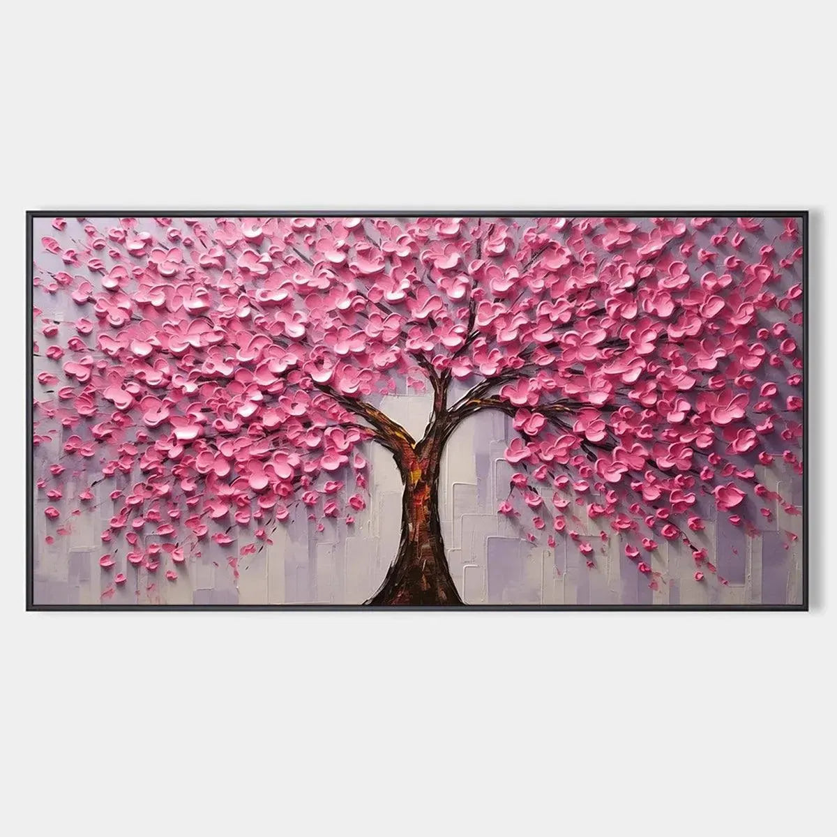 Blooming Pink Cherry Blossom Canvas | Panoramic Sakura Art #AA 343