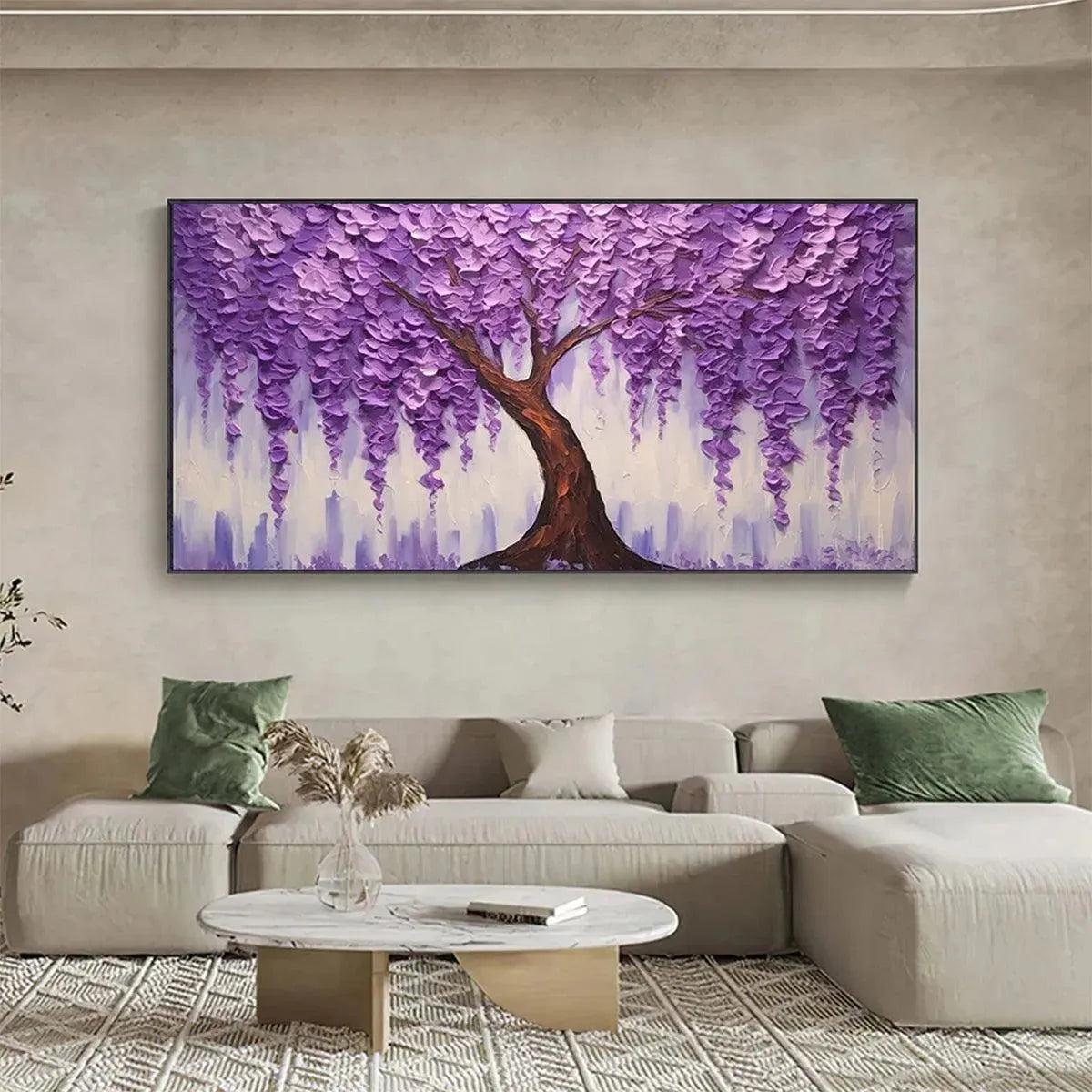 Purple Wisteria Tree Canvas Wall Art | Panoramic Landscape #AA 356