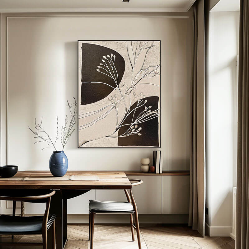 Black and Beige Abstract Wall Art | Minimalist Neutral Canvas #AA 411